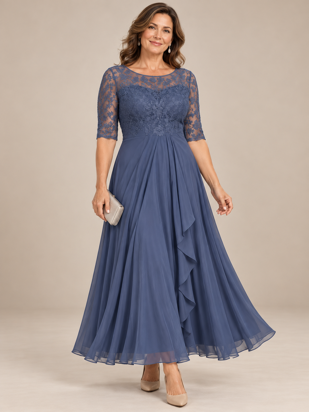ROSE | Flattering Lace Midi Dress