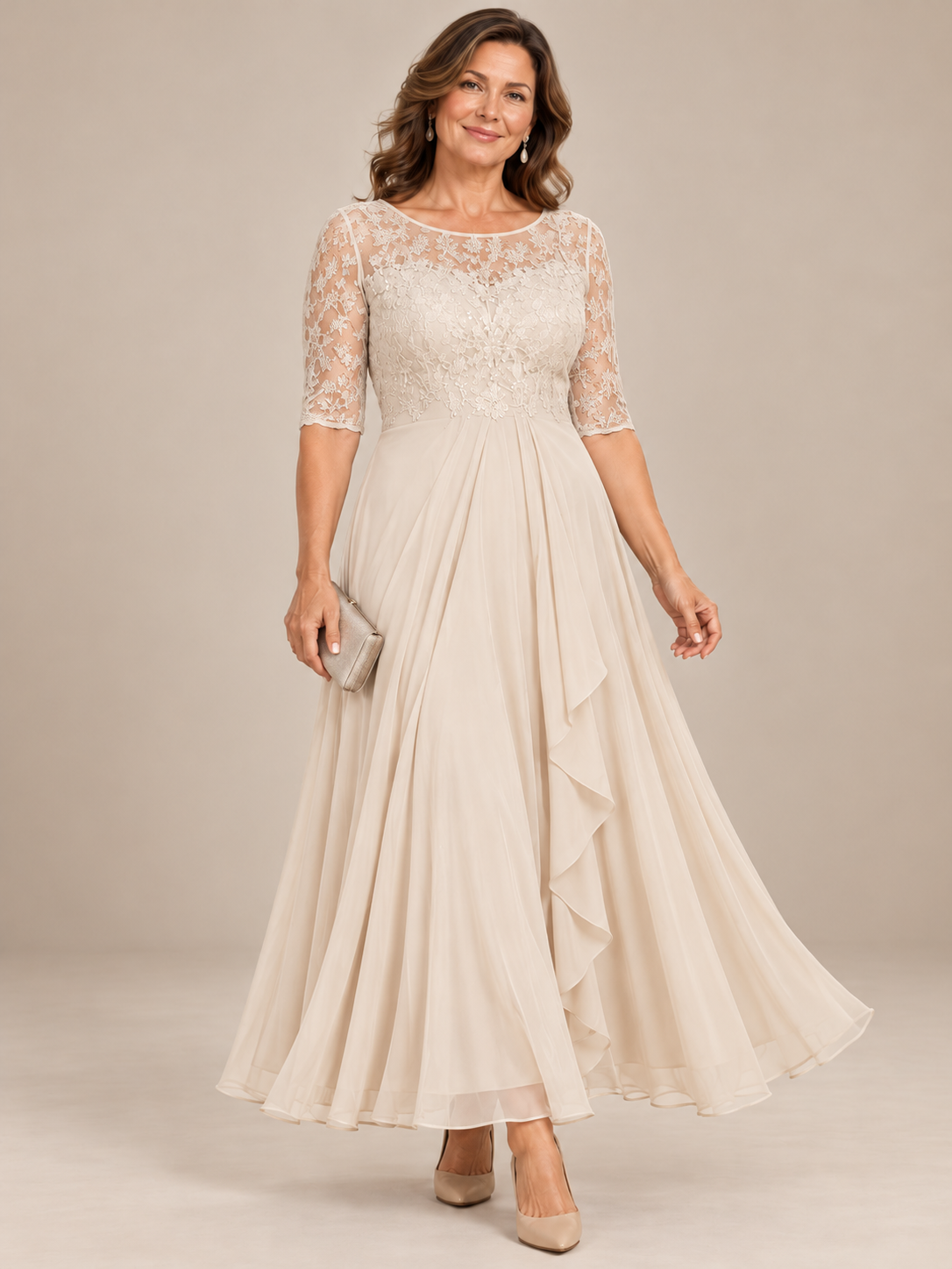 ROSE | Flattering Lace Midi Dress