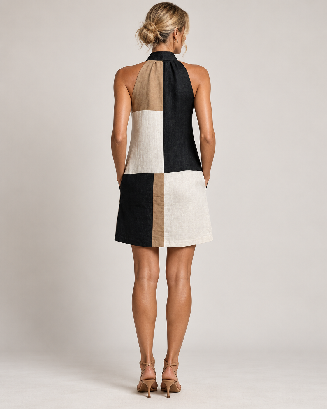 SABRINA | Colorblock Halter Mini Dress