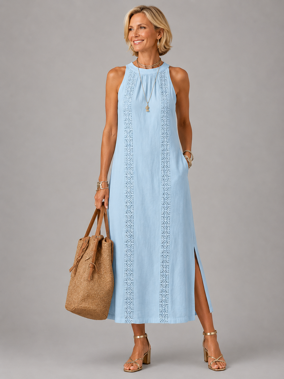 Emberly™ Relaxed Embroidered Midi Dress